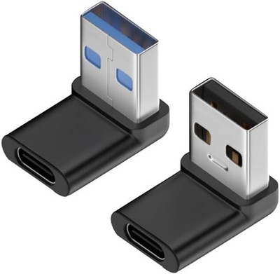 90 Degree USB to USB C Adapter (2-Pack) Right Angle Type-C Female to a Male Conv