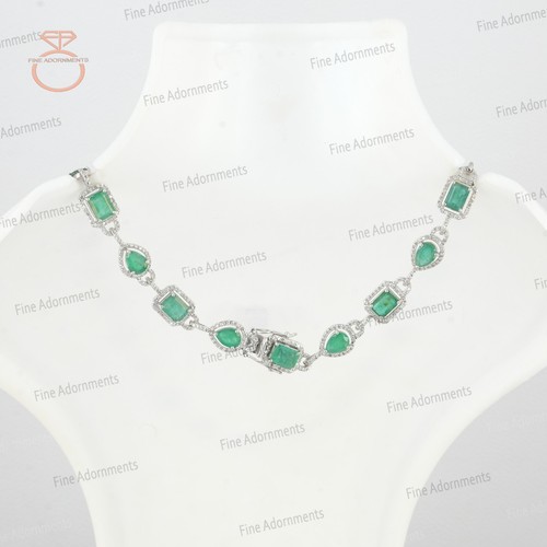 Collar de piedras preciosas esmeralda natural plata de ley 925 joyas de diamantes genuinos - Imagen 4 de 8