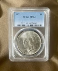1922 Silver Liberty Peace Dollar PCGS MS63