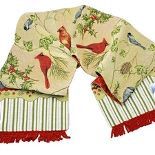 Winter Songbirds Christmas Cardinals & Chickadees 72in Tapestry Table Runner