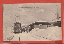 Old postcard - LES ROUSSES - 39 - LA GARE - TRAM - TRAIN