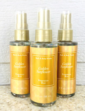 3 Bath  Body Works GOLDEN SUNFLOWER Travel Fine Fragrance Mist 3oz LOT/SET of 3