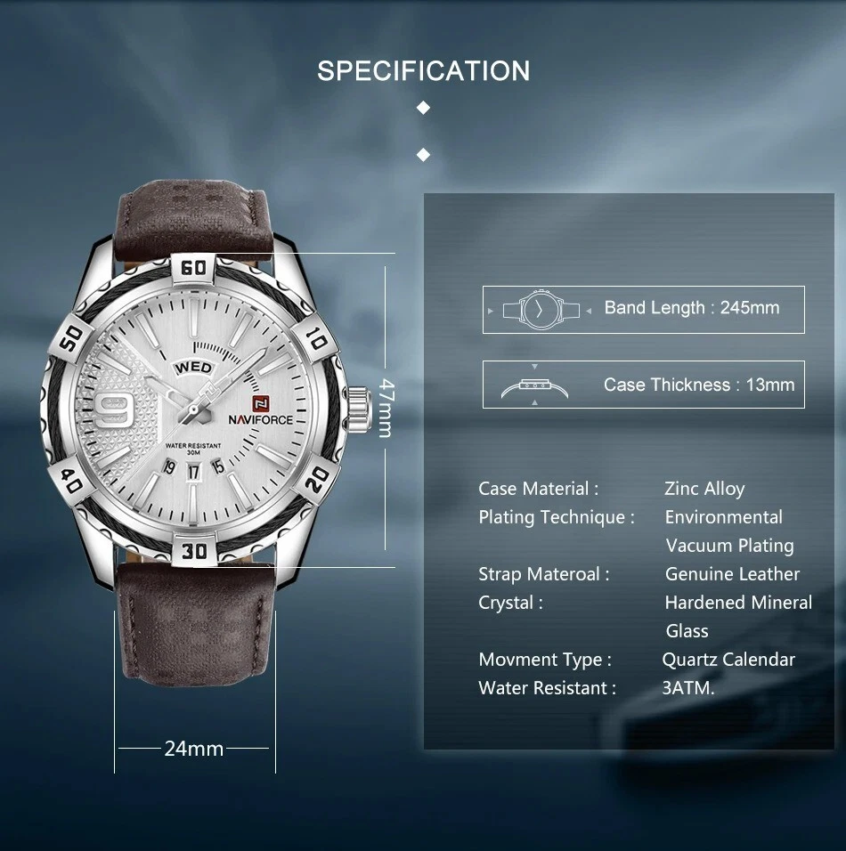 Original NAVIFORCE Men's Watch Fashion Waterproof New Quartz Wrist watches - Image 2 of 4