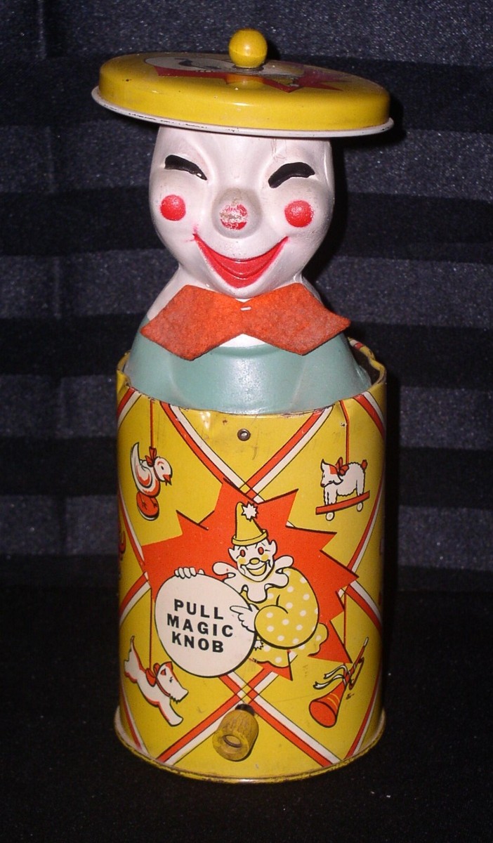 Vintage CLOWN In A Can~Jack-In-A-Box Toy~Educational Crafts Co. NY