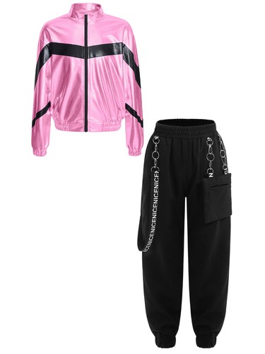 Kids Girls Dancewear Jazz Tracksuit Casual Activewear Athletic Long Sleeve 2pcs - Picture 36 of 58