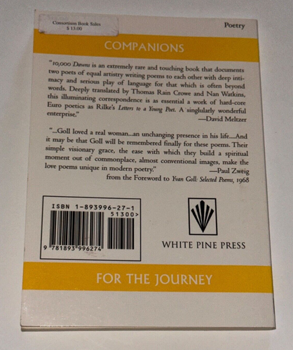 10,000 Dawns Love Poems Of Yvan & Claire Goll Book Companions For The Journey - Picture 4 of 5