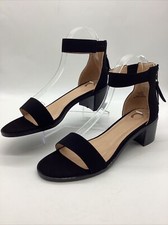 Journee Collection Women's Percy Black Ankle Strap W/Zipper Sandals Sz. 8.5M