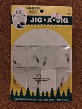 Vintage Lakco Tackle 7 Tullabee Size 10 Jigs.  Card Of 7