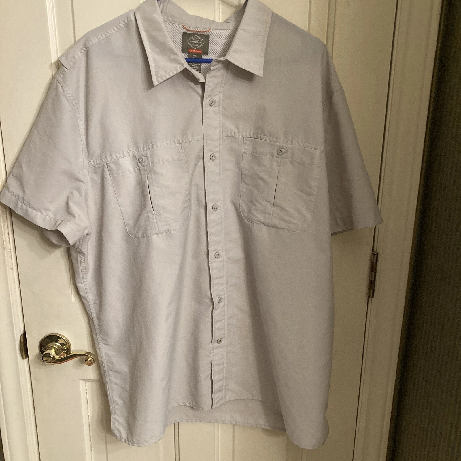 St John's Bay Men's Outdoor Vented Gray Hiking Fishing Shirt Sz XXL No Fly Zone