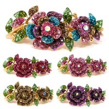 Woman metal Barrette rose flowers rhinestones crystal hair clip bridal barrette