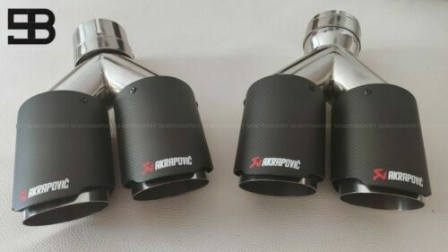Akrapovic coche escape doble en y TODAS LAS MEDIDAS CARBONO REAL MATE Y BRILLO - Picture 2 of 5