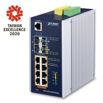 PLANET IP30 DIN-Rail Industrial L3 8P Managed Gigabit Ethernet 10/100/1000 Alum