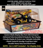 Custom Display Case: Tyco Racin' Outlaw Sprint Car W Wing 7128 (black Yellow) Custom Display Case: Tyco Racin' Outlaw Sprint Car W Wing 7128 (black Yellow)
