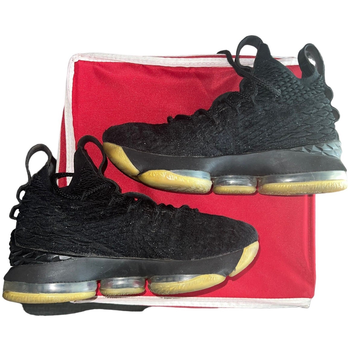 Nike LeBron 15 XV Black Gold Metallic Basketball Shoes 922811-006