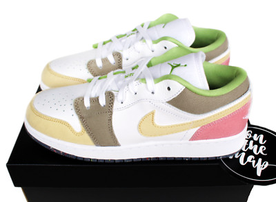 Nike Air Jordan 1 Low Pastel Grind Green Pink GS UK 6 US 7 EUR 40 DJ0341-100 Neu