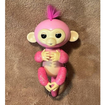 WowWee Fingerlings Interactive 5'' Glitter Monkey (Pink, Pink Hair) TESTED, WORKS