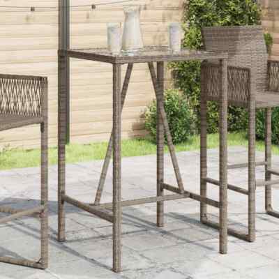 Outdoor Bar Table Grey 70x70x110 cm Poly Rattan vidaXL UK