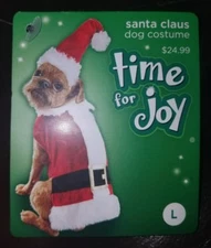 Time for Joy Christmas Santa Claus Dog Costume W/Hat Size Large