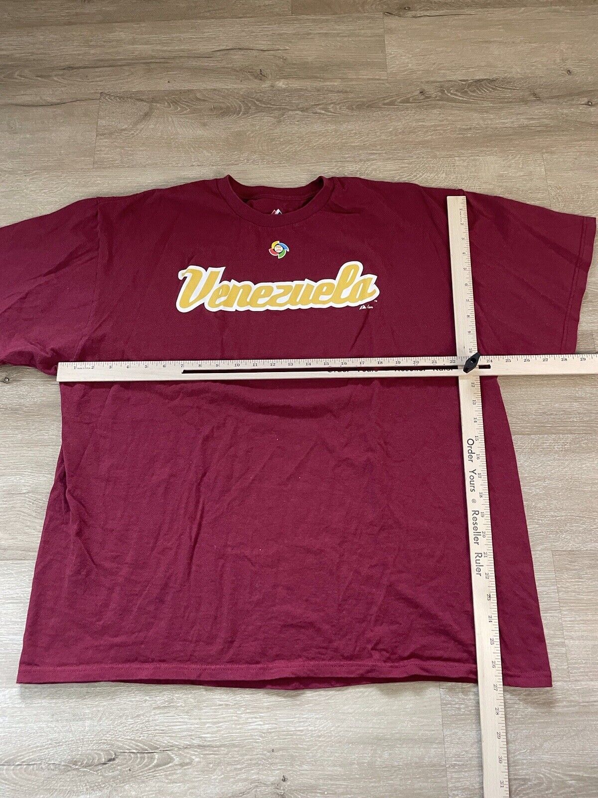 Men’s Majestic Sz 2XL Venezuela Baseball T-Shirt Burgundy MLB Short Sleeve