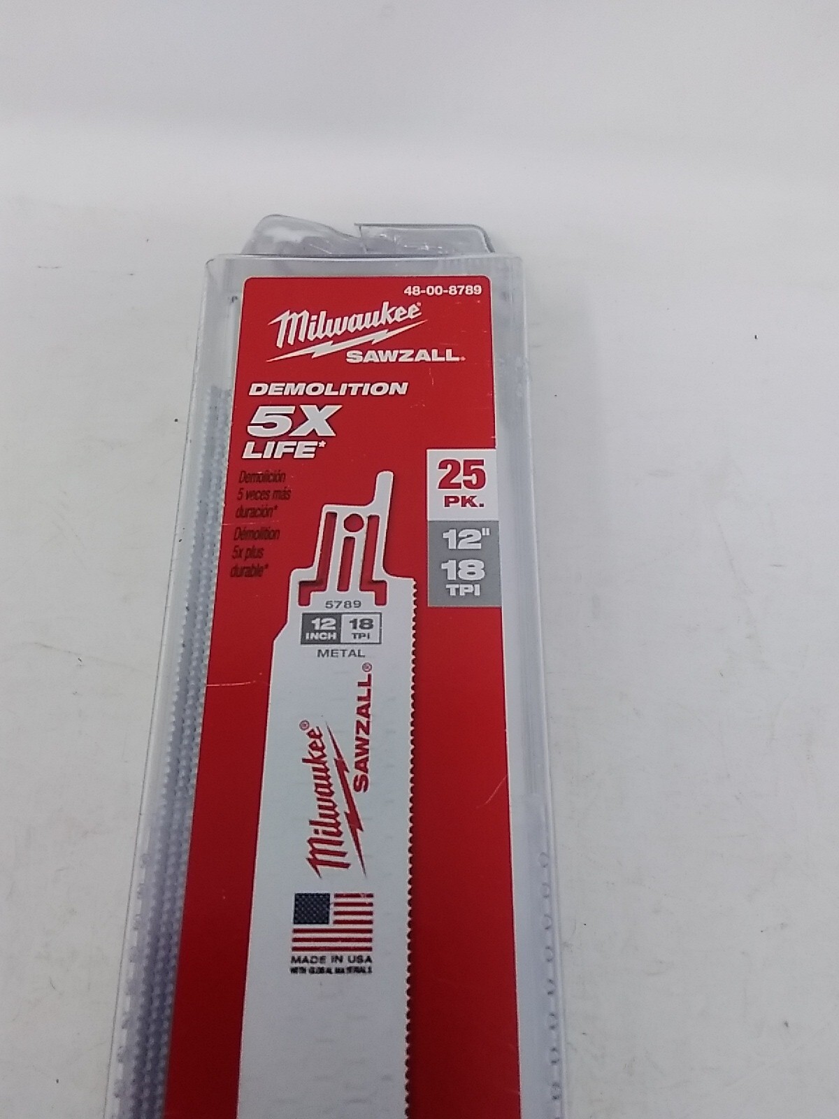 Milwaukee Demoltion 12" 18 Tpi Torch Sawzall Saw Blades 25 pack 48-00-8789 NEW