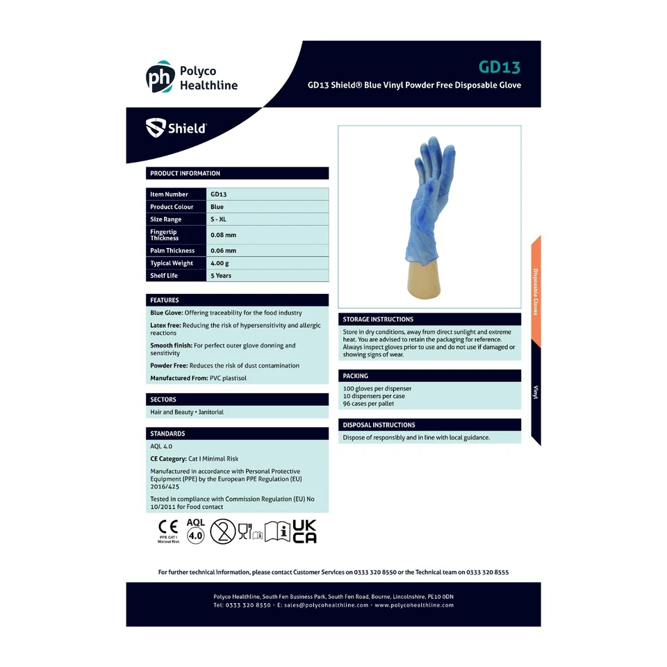 Blue Gloves Disposable Vinyl, Powder & Latex Free, Food Safe 100, 200, 500, 1000 - Image 3 of 4