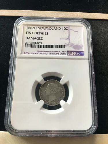 1882H  NGC  Newfoundland, ¢10 Ten Cent, **Fine Details**