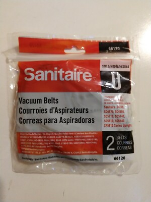Sanitaire Upright Vacuum Replacement Belt, Flat Belt, 2/Pack 66120