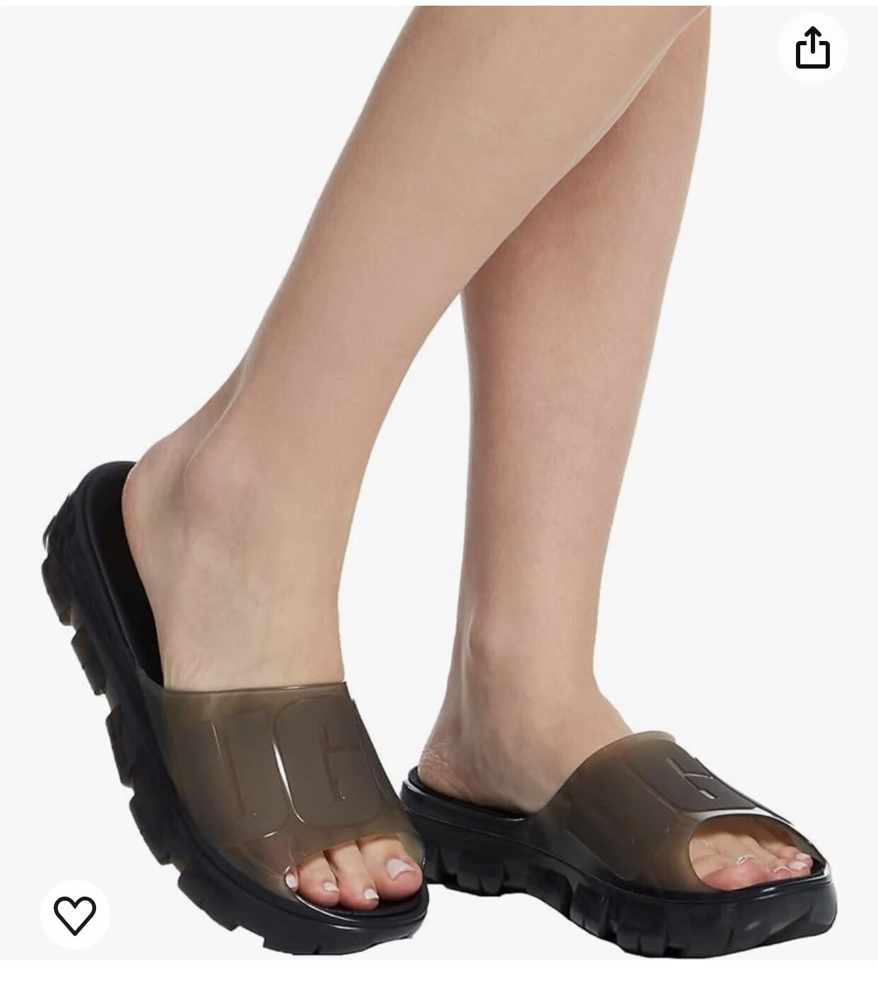 SANDALO DONNA UGG NERO JELLA CLEAR SLIDE SU SPIAGGIA TRASLUCIDA PISCINA JELLY 8 NUOVO CON ETICHETTE