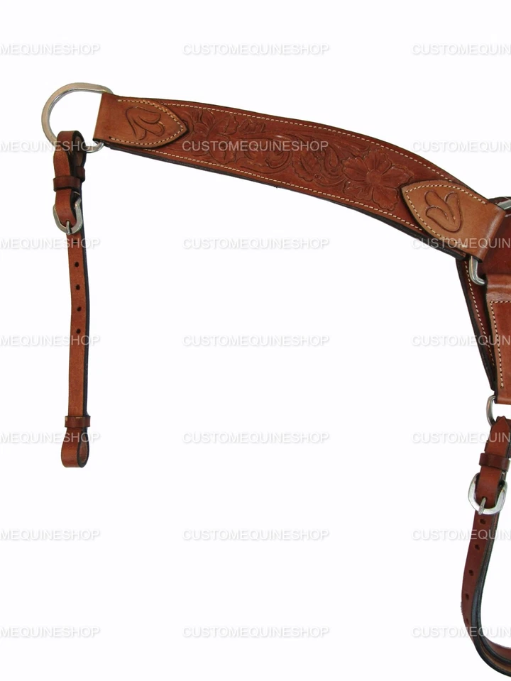 WESTERN BREAST COLLAR FOR ROPING BARREL RACING TRAIL HORSE TOOLED LEATHER TACK - Image 4 of 4