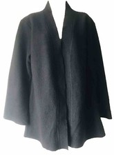 Paraphrase Designer Black Boiled 100% Wool Short Coat Open 14/16