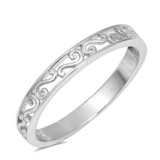 Sterling Silver Filigree Swirls Band Ring - Free Gift Packaging