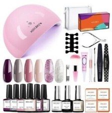 Modelones Pro Gel Nail Polish Starter Kit with LED Lamp and 6 Popular Colors new