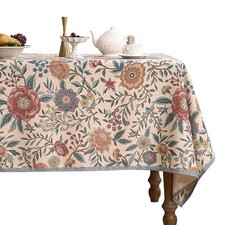 Designer Vintage Linen Rectangular Tableclothfrench Rustic Floral Table Cloth Wi