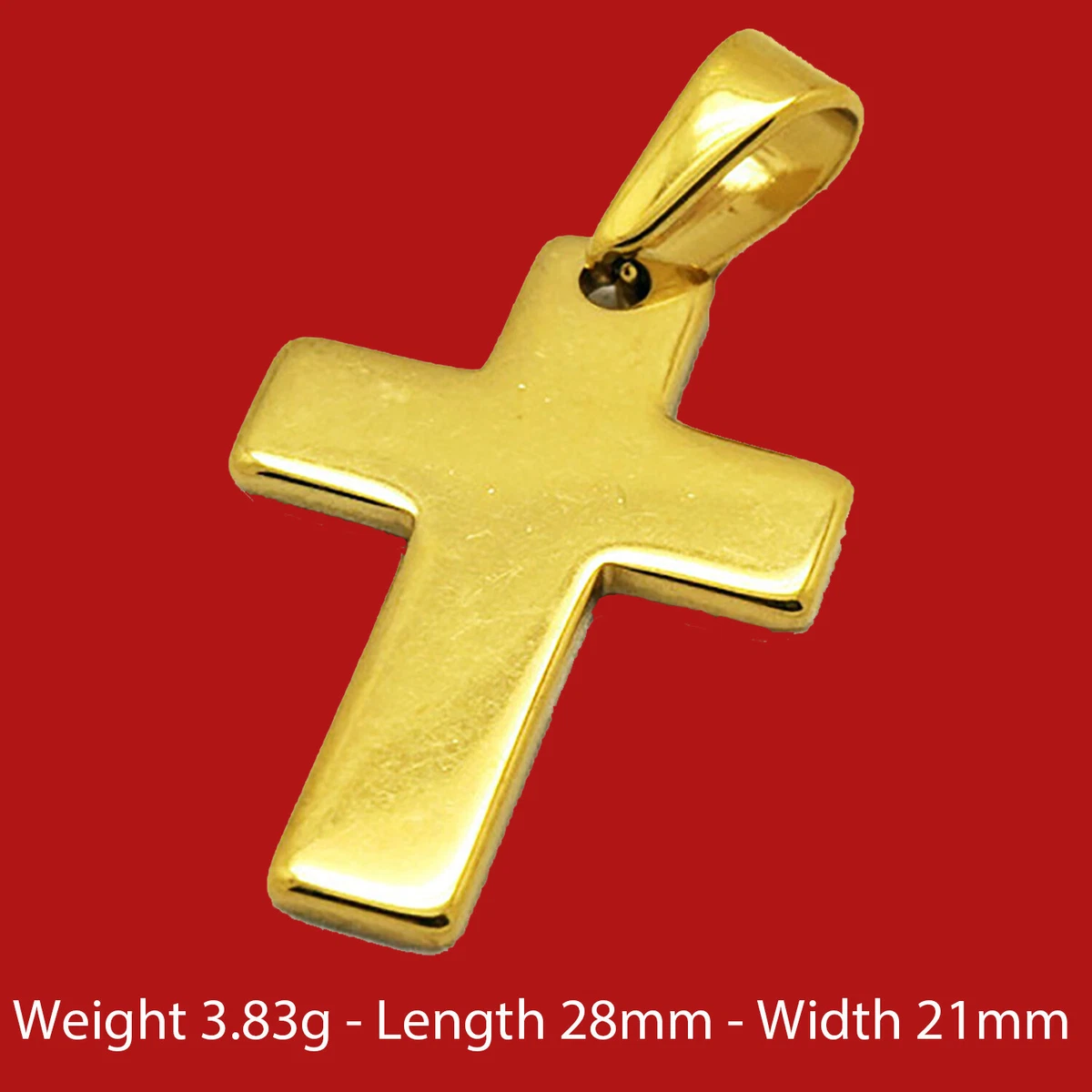 Gold Cross 18k Yellow Filled Solid Pendant Solid Unisex Classic