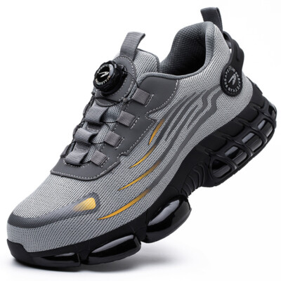 Mens Steel Toe Cap Safety Work Shoes Breathable Rotating Button Comfort Sneakers