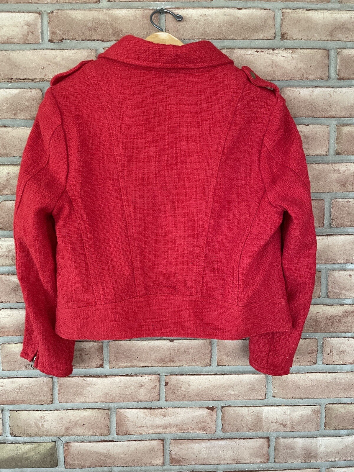 Lucky Brand Jacket Size Medium Red Basic Asymmetr… - image 2