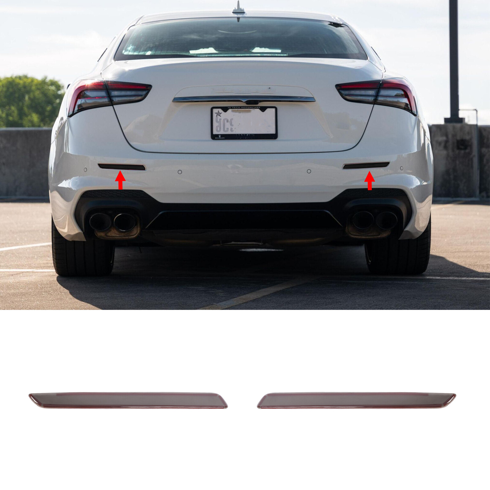 Smoke Rear Bumper Reflector Cover Blackout Len Fits MASERATI Ghibli 2018-2023