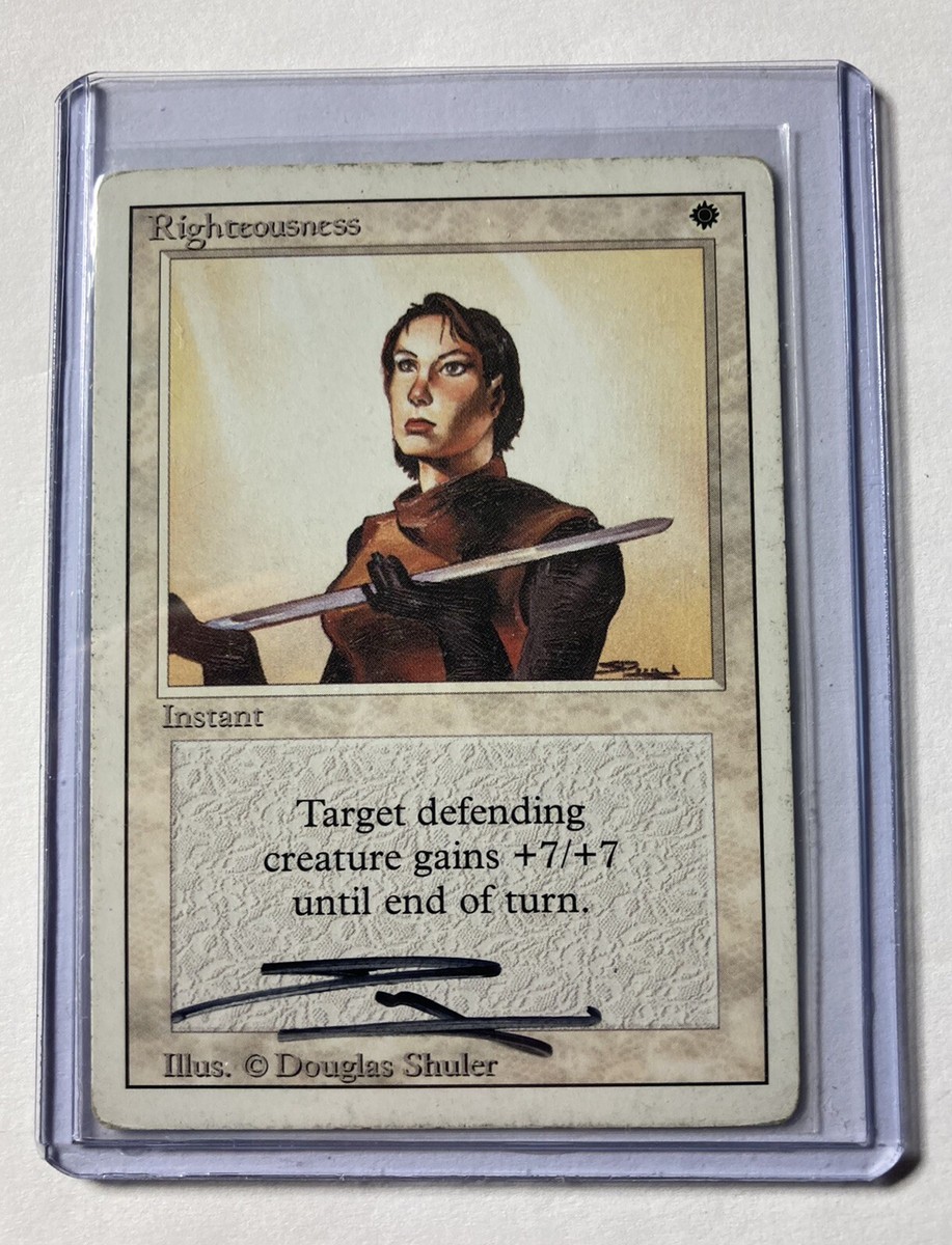 MTG✨RIGHTEOUSNESS SIGNED BY ARTIST DOUGLAS SHULER✨Revised MTG✨RIGHTEOUSNESS SIGNED BY ARTIST DOUGLAS SHULER✨Revised