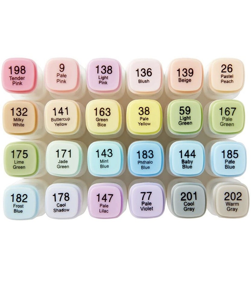 Kingart® Pro Double-Ended Art Markers Pastel Palette 24 Unique Color ...