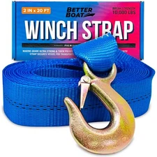 Boat Trailer Winch Strap with Hook Replacement 2" x 20'