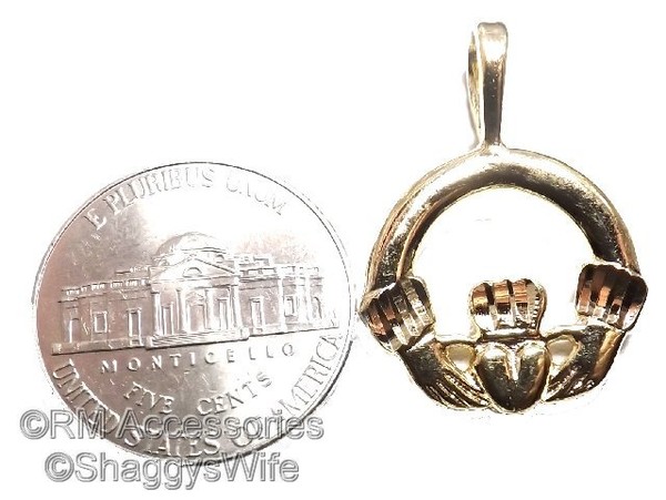 Alternate view of Irish Claddagh Charm Pendant Gold Plated With Lifetime Guarantee