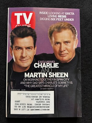 TV Guide Magazine March 2 2002 Charlie Sheen and Martin Sheen Phoenix Edition