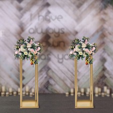 2PCS 23.6 in Tall Gold Metal Flower Stand for Wedding Party Event Decor Column