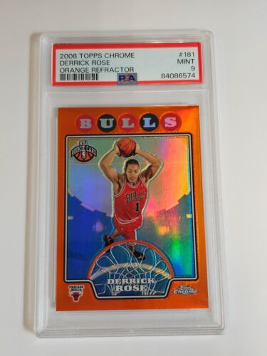 2008 Topps Chrome Orange Refractor #181 Derrick Rose Rookie RC Graded PSA 9  - Picture 1 of 3