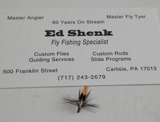 Fly tied by Ed Shenk Jassid Dry Fly with Business Card and Letter