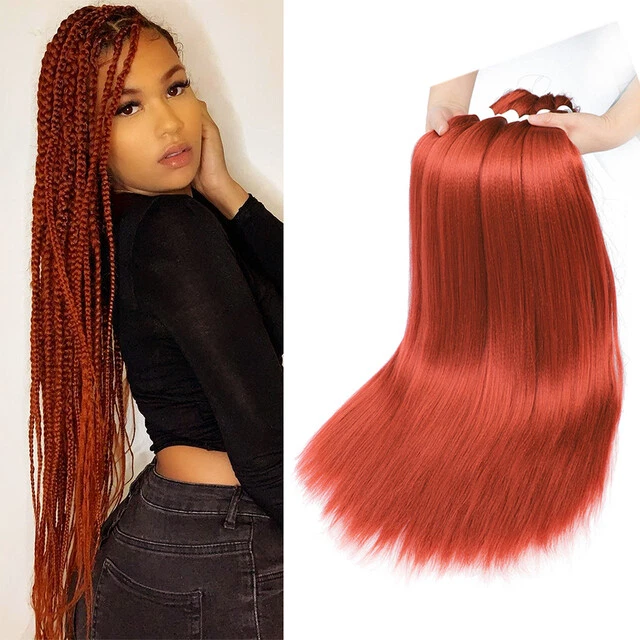 8pc 30 Long Synthetic Red Braiding Fiber Yaki Straight Braiding