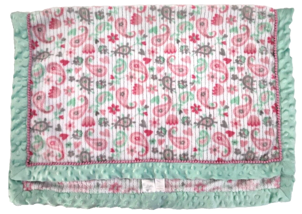 Manta de cachemira acanalada rosa menta Baby Starters Minky Dot niña Lovey Security Foto 2 de 3