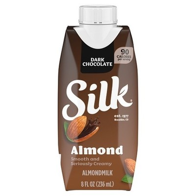 Silk Dark Chocolate Almond Milk 8 fl oz 18 Case Plant Based Vegan Gluten Free