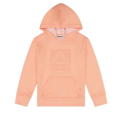 Reebok Girls Hoodie S 6X Peach Amber Heather Core Logo Pullover Lightweight NWT