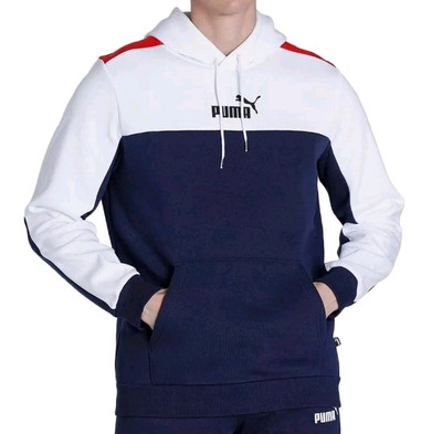Puma Mens Color Block Regular Fit Hoodie Size XL White/Navy/Red New With Tags